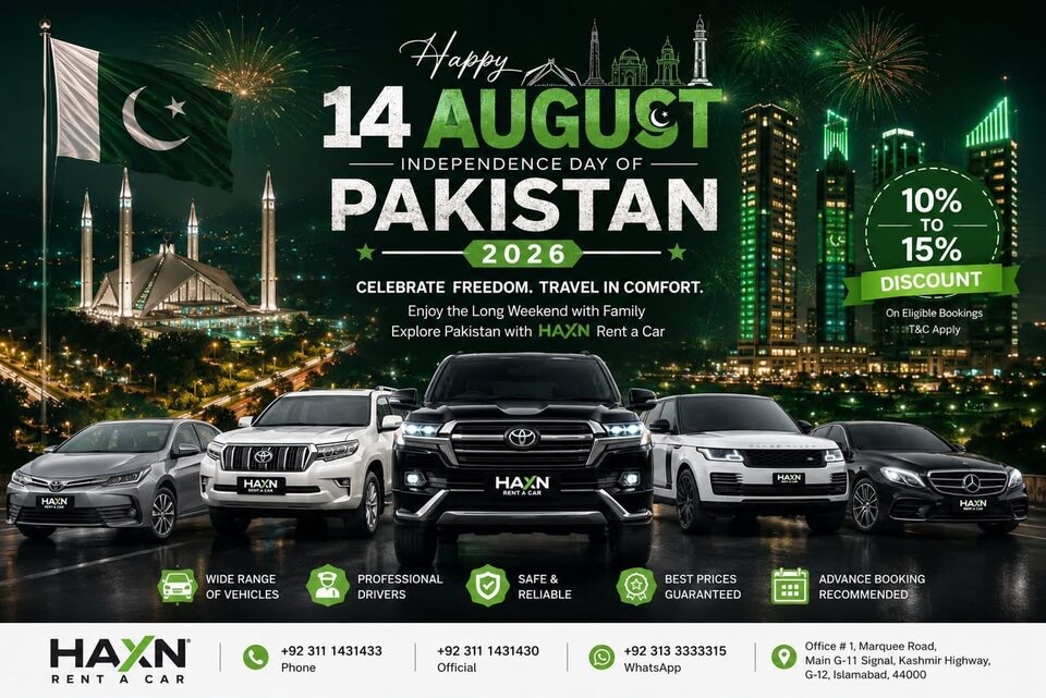 14 August 2026 Pakistan | Independence Day Travel & Haxn Rent a Car