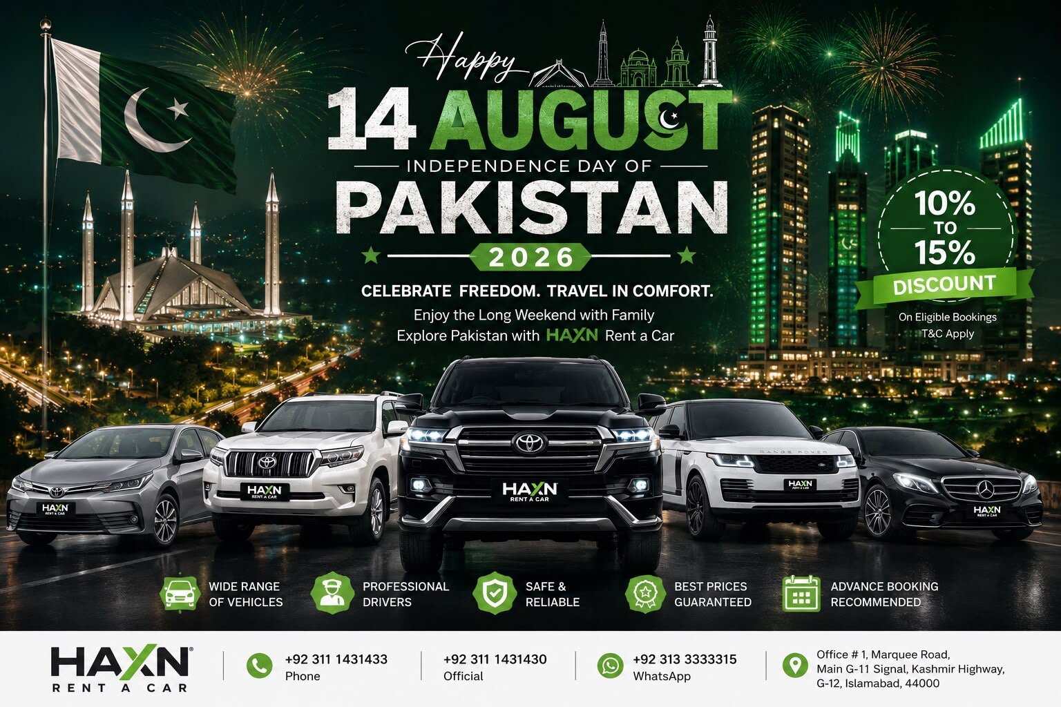 14 August 2026 Pakistan | Independence Day Travel & Haxn Rent a Car
