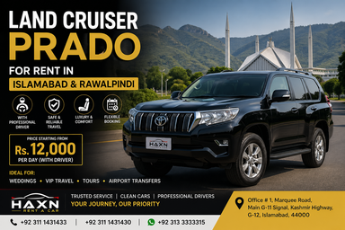 Land Cruiser Prado for Rent in Islamabad & Rawalpindi | From Rs. 12,000 with Driver