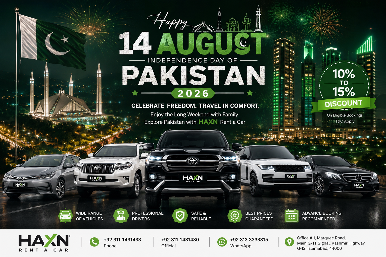 14 August 2026 Pakistan | Independence Day Travel & Haxn Rent a Car